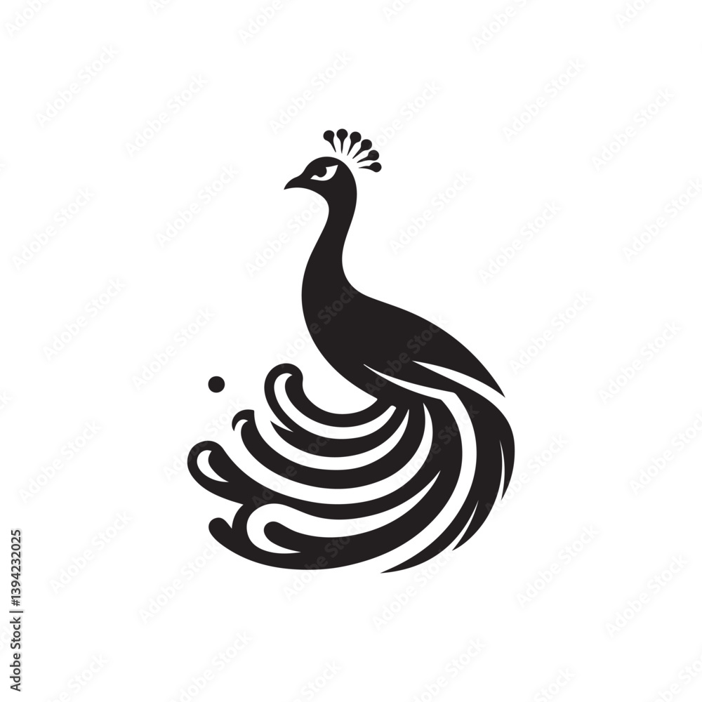 Fototapeta premium peacock vector silhouette clip art logo design illustration