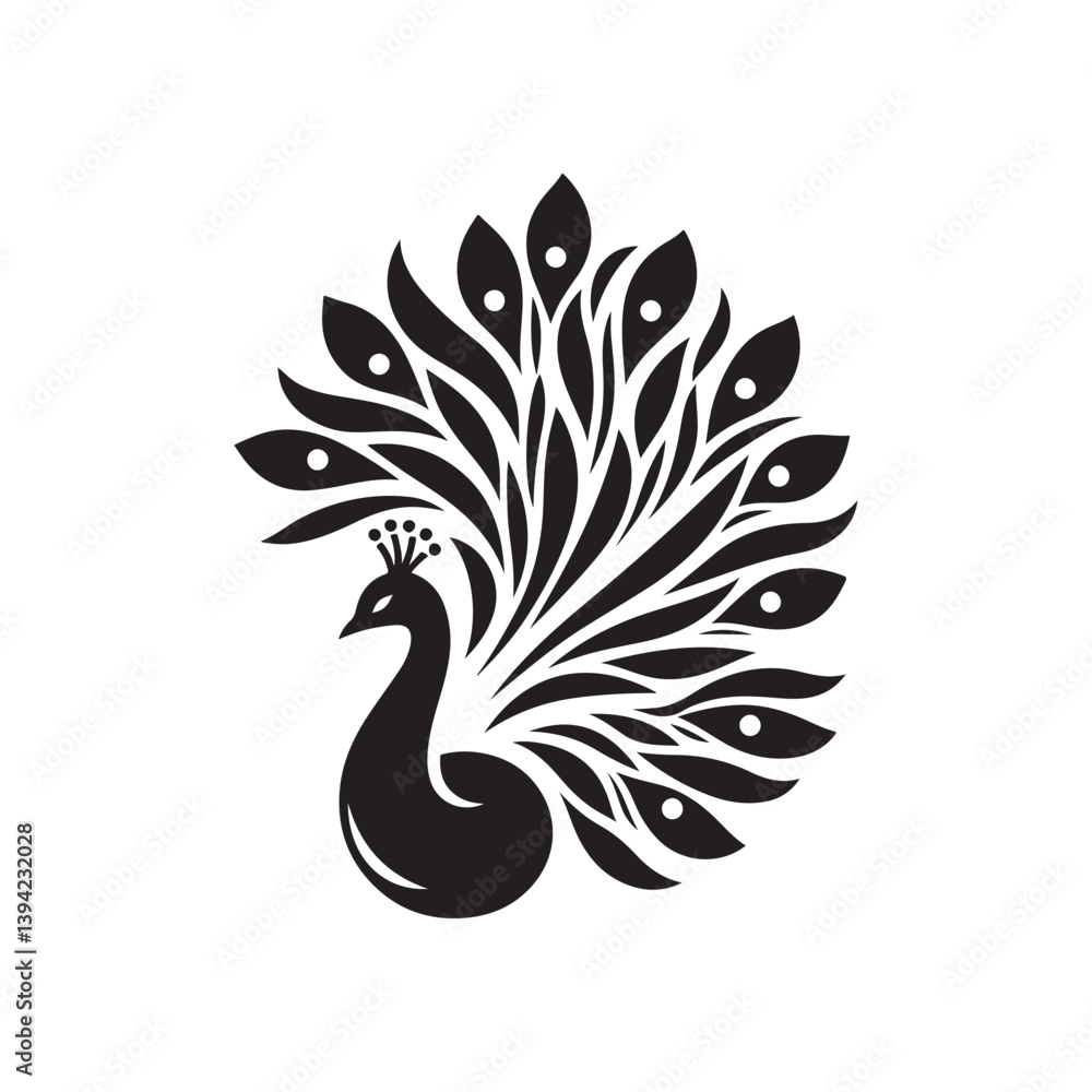Fototapeta premium peacock vector silhouette clip art logo design illustration