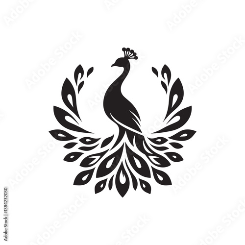 peacock vector silhouette clip art logo design illustration