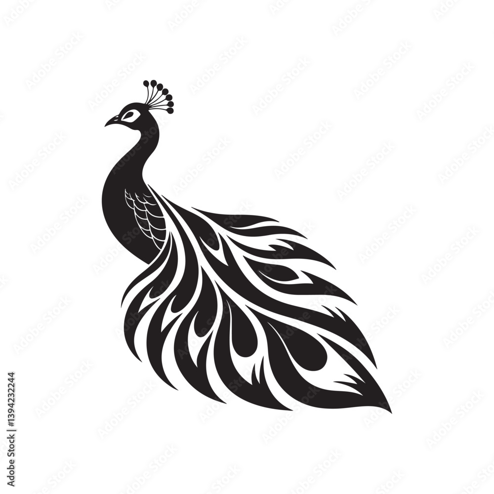 Fototapeta premium peacock vector silhouette clip art logo design illustration