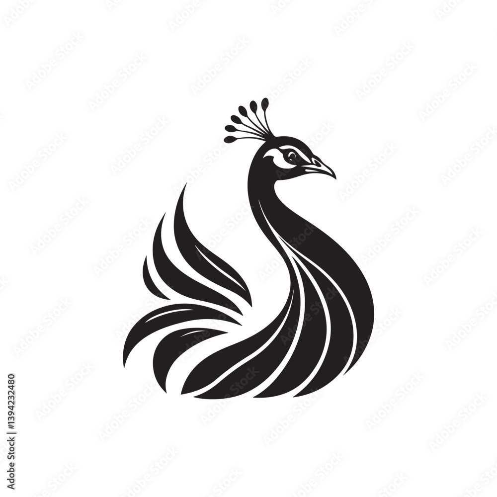 Fototapeta premium peacock vector silhouette clip art logo design illustration