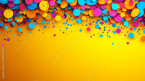 Blue colorful background with confetti of various colors