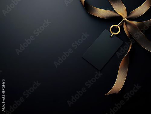 Obraz na płótnie Decorative horizontal black ribbon with bow and sale tag for black friday sale design w salonie