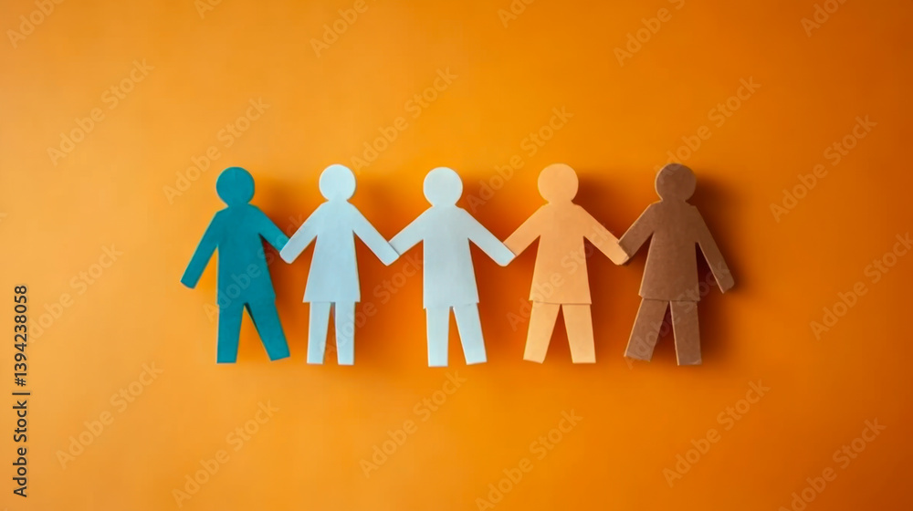 Social Network concept : People cut out of paper