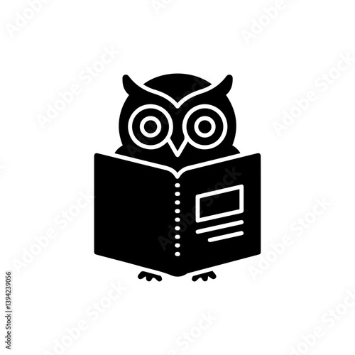 Owl Reading Multilingual Book Minimal Black Icon