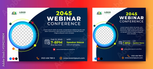 Business Conference live webinar banner invitation and social media post template. Business webinar invitation design. Vector