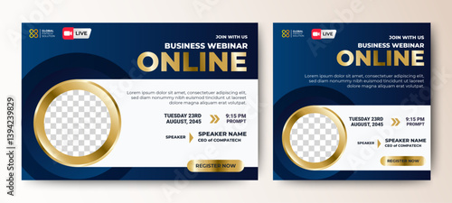Online webinar conference banner template. web and social media layout. vector	