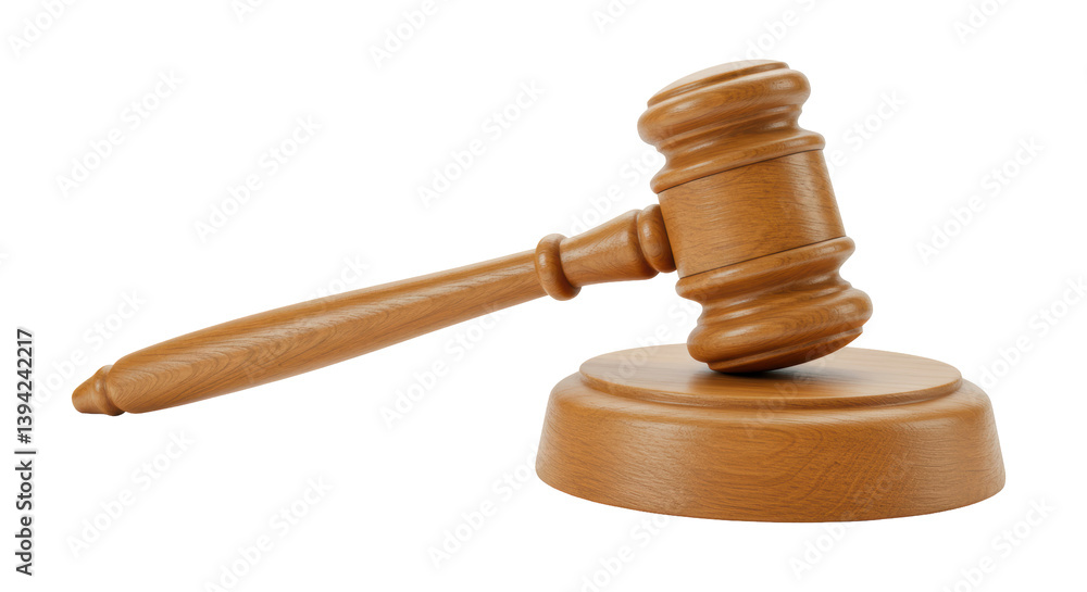 Isolated Wooden Judge Gavel on Sound Block Isolated Wooden Judge Gavel on Sound Block