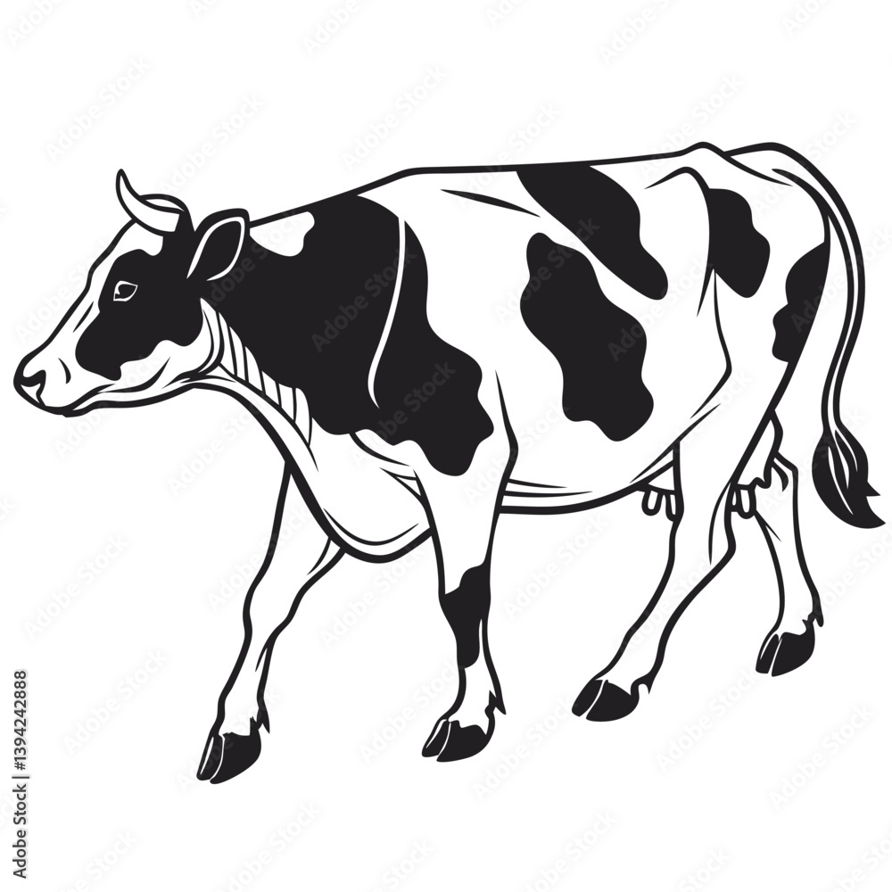 Fototapeta premium black and white cow