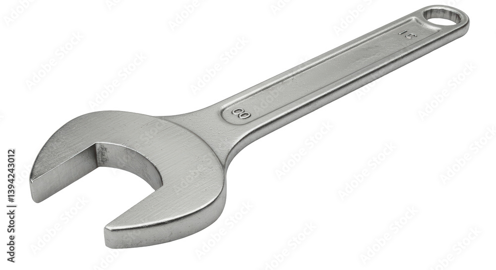 Isolated Silver Metal Open End Wrench Tool Isolated Silver Metal Open End Wrench Tool