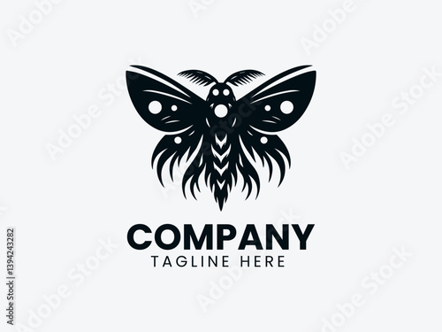 Mothman Vector Logo Design, Cryptid Mothman Logo, Mysterious Mothman Creature Logo