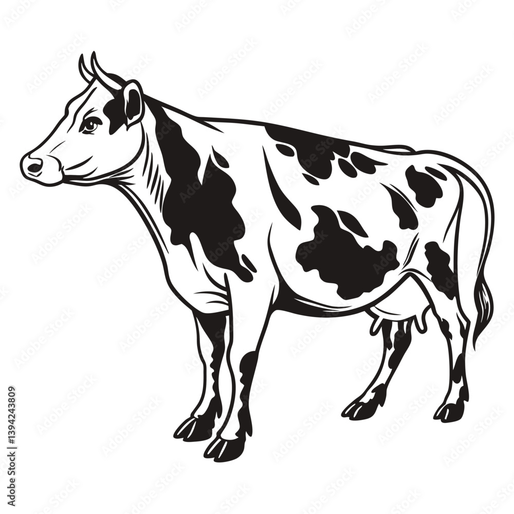 Fototapeta premium black and white cow vector