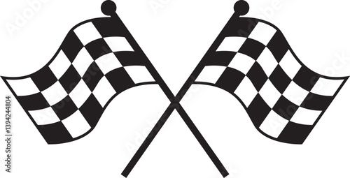 crossed checkered racing flag NASCAR racing flag eps vector illustration 