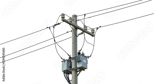 Isolated Electrical Power Pole with Transformers and Cables