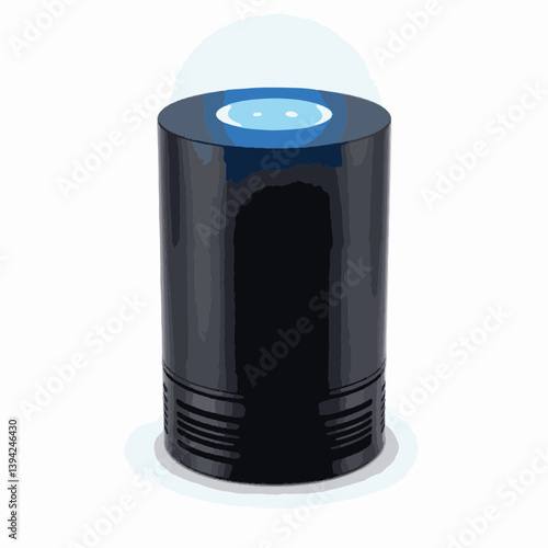 Modern mosquito trap with blue LED light on white background, insect control