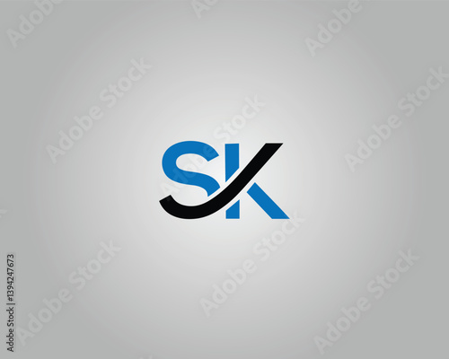 SK Lettermark Abstract Logo Design Vector Template.
