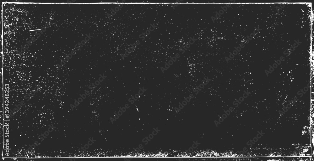 Grunge texture pattern frame. Black design border. Old paper vector illustration.