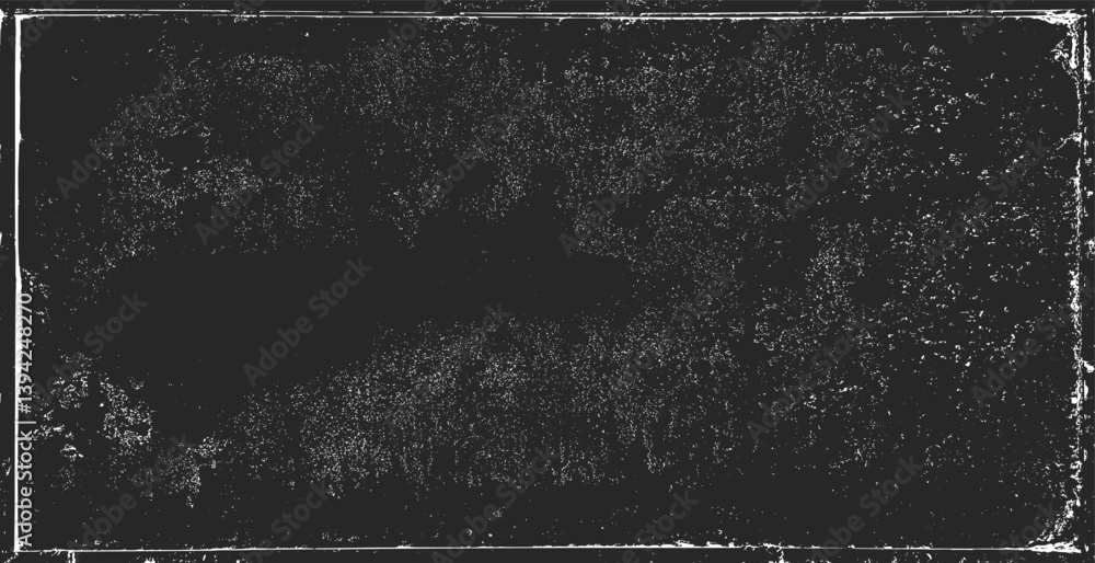 Grunge texture pattern frame. Black design border. Old paper vector illustration.