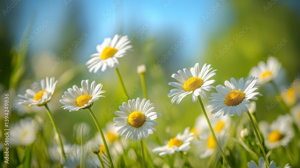 Closeup of White Daisies in a Sunny Field Closeup of White Daisies in a Sunny Field