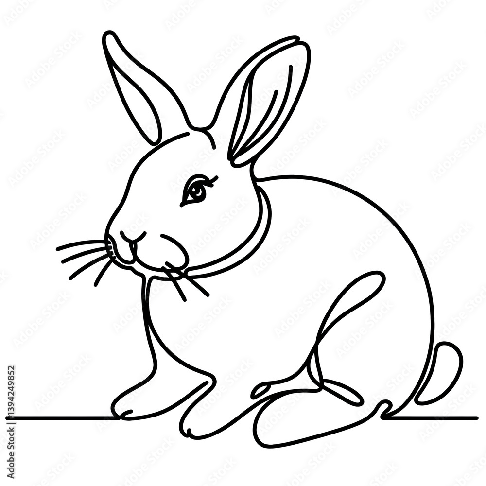 a rabbit simple one line drawing of farm animal , transparent background PNG image a rabbit simple one line drawing of farm animal , transparent background PNG image