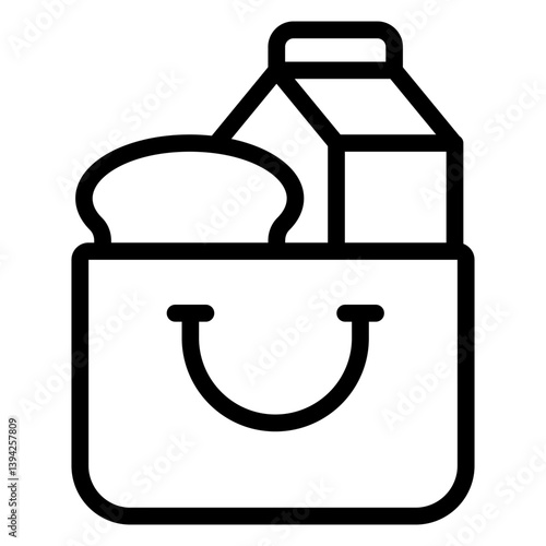 Packet with food products line icon, eat what you want concept. Vector graphics. Shopping bag, grocery sign on white background, style mobile or design.