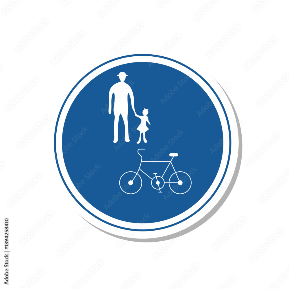 Obraz premium 標識のステッカー単品イラスト 普通自転車等及び歩行者等優先