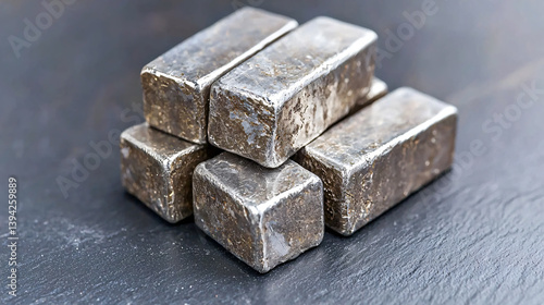 Wallpaper Mural Stack of Five Metallic Bars on Dark Surface Represents Material Wealth and Investment Potential Torontodigital.ca