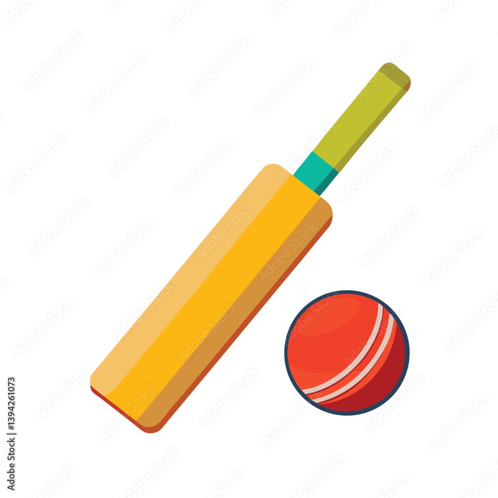 Cricket bat and ball isolated on vector art illustration Cricket bat and ball isolated on vector art illustration