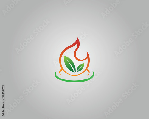 Nature's Flame Symbol of Health and Eco Friendliness Logo Design Vector Template.