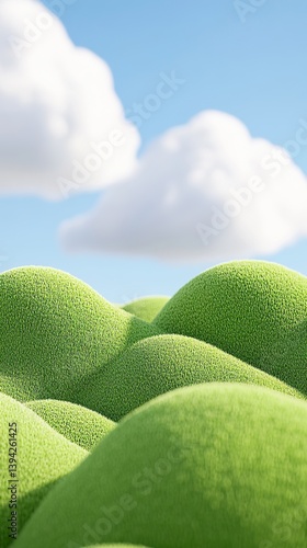 Rolling green hills and puf...