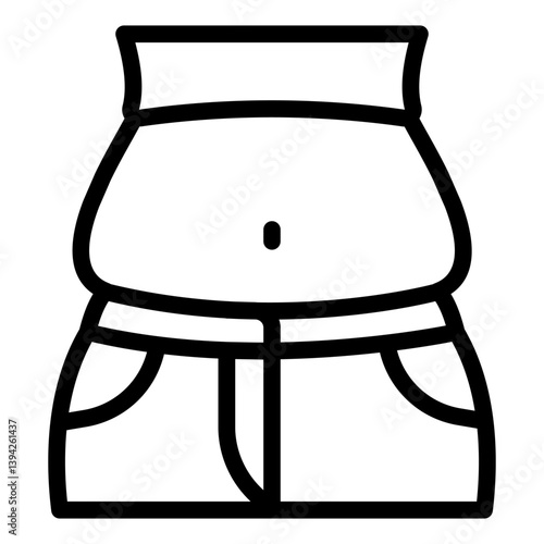 Body with abdomen line icon, human overweight concept. Vector graphics. Fat man figure, stomach sign on white background, style mobile or design.