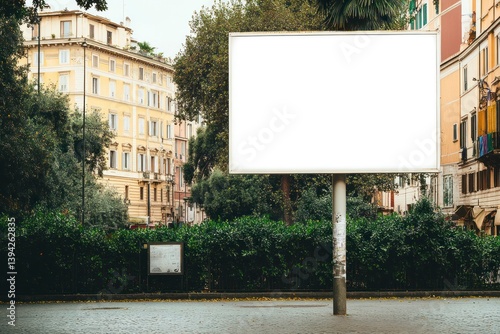 Blank Billboard in City Park Setting for Advertisement Mockup and Promotion