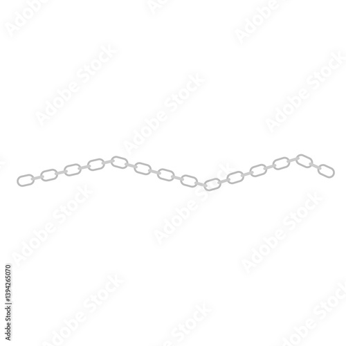 Metal chain with whole or break steel chrome links. Vector illustration.