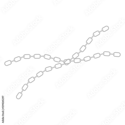 Metal chain with whole or break steel chrome links. Vector illustration.