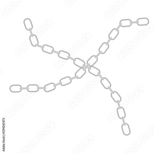 Metal chain with whole or break steel chrome links. Vector illustration.