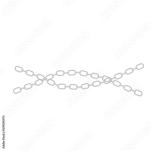 Metal chain with whole or break steel chrome links. Vector illustration.