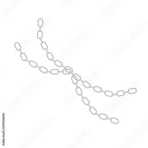 Metal chain with whole or break steel chrome links. Vector illustration.