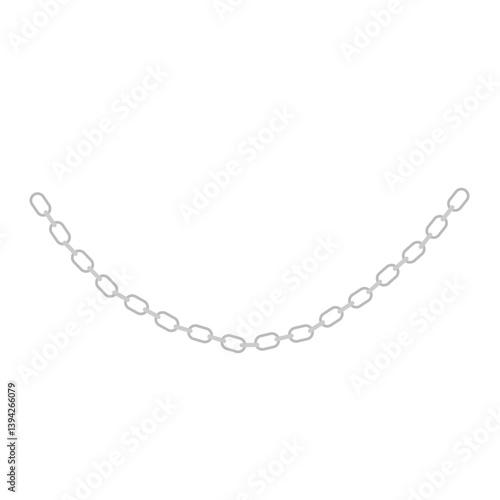 Metal chain with whole or break steel chrome links. Vector illustration.