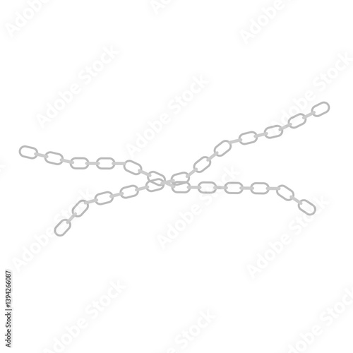 Metal chain with whole or break steel chrome links. Vector illustration.