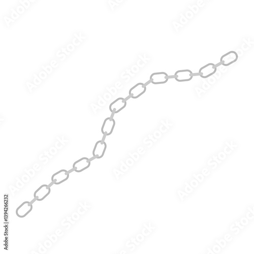 Metal chain with whole or break steel chrome links. Vector illustration.