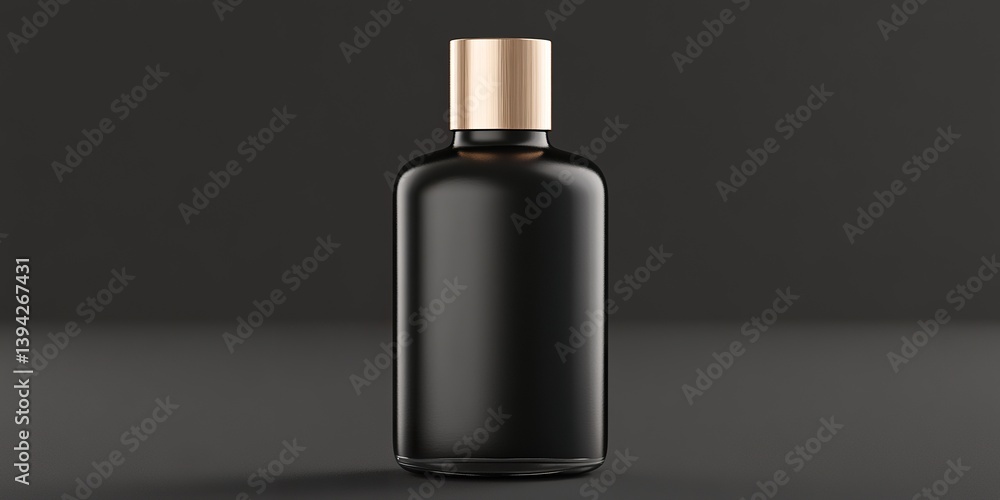 A sleek black bottle with a golden cap stands out against a dark background, embodying elegance and sophistication in its minimalist design. A sleek black bottle with a golden cap stands out against a dark background, embodying elegance and sophistication in its minimalist design.