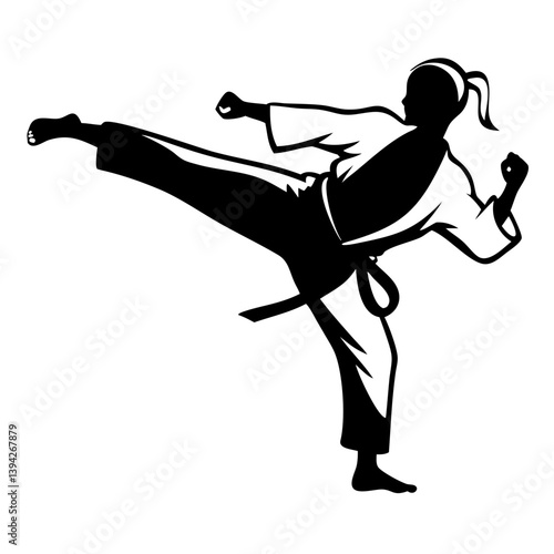 karate black and white silhouette