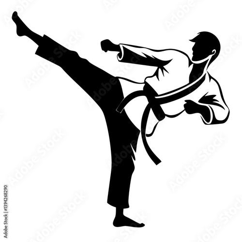 karate black and white silhouette