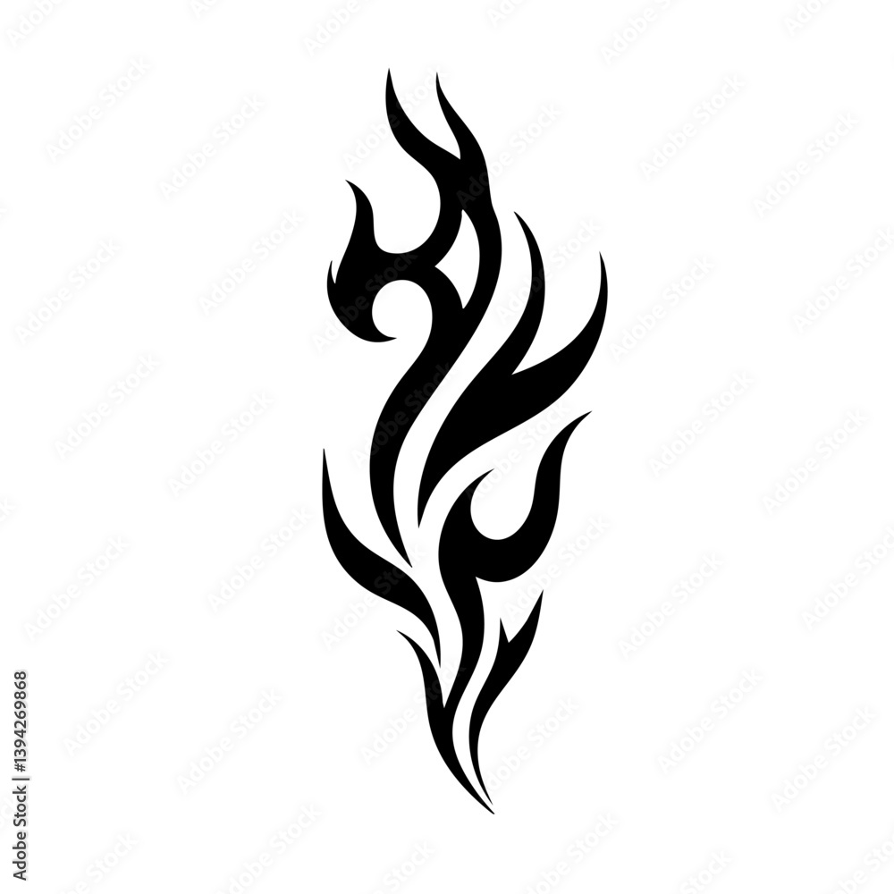 Abstract Tribal fire Tattoo Design Sharp Black Ink Ornament with Spiky Curves and Aggressive Symmetry Abstract Tribal fire Tattoo Design Sharp Black Ink Ornament with Spiky Curves and Aggressive Symmetry