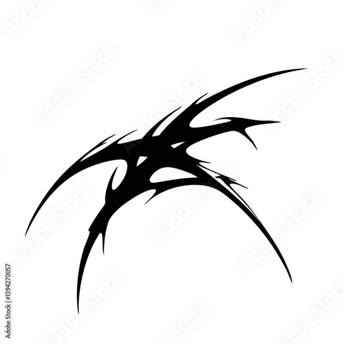 Sharp Abstract Tribal Tattoo Design Logo Dynamic Black Ink Pattern for Body Art, Symbol of Speed, Power, and Intensity