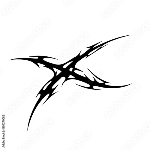 Sharp Abstract Tribal Tattoo Design Logo Dynamic Black Ink Pattern for Body Art, Symbol of Speed, Power, and Intensity