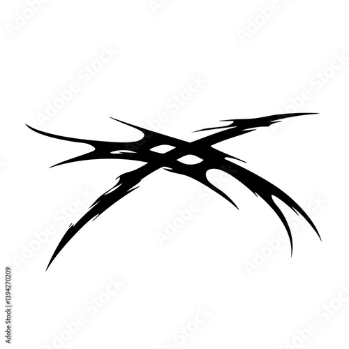 Sharp Abstract Tribal Tattoo Design Logo Dynamic Black Ink Pattern for Body Art, Symbol of Speed, Power, and Intensity
