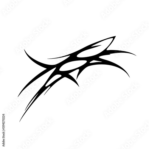 Sharp Abstract Tribal Tattoo Design Logo Dynamic Black Ink Pattern for Body Art, Symbol of Speed, Power, and Intensity