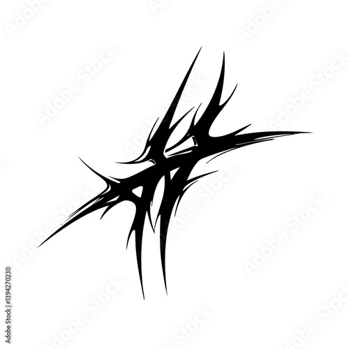 Sharp Abstract Tribal Tattoo Design Logo Dynamic Black Ink Pattern for Body Art, Symbol of Speed, Power, and Intensity