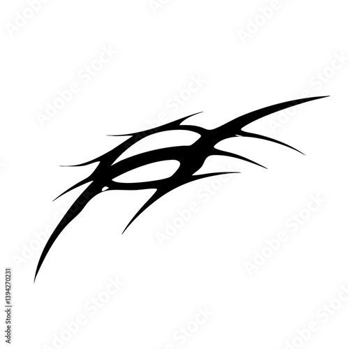 Sharp Abstract Tribal Tattoo Design Logo Dynamic Black Ink Pattern for Body Art, Symbol of Speed, Power, and Intensity
